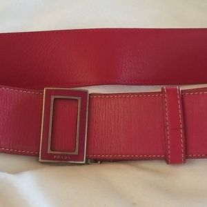 Vintage Prada hot pink leather waist belt
